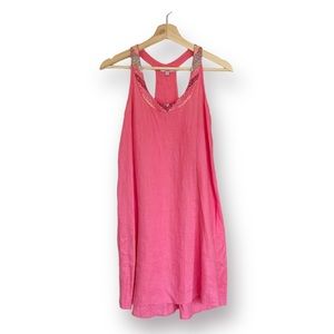 Calypso St Barth Beaded Linen Racerback Shift Dress XS